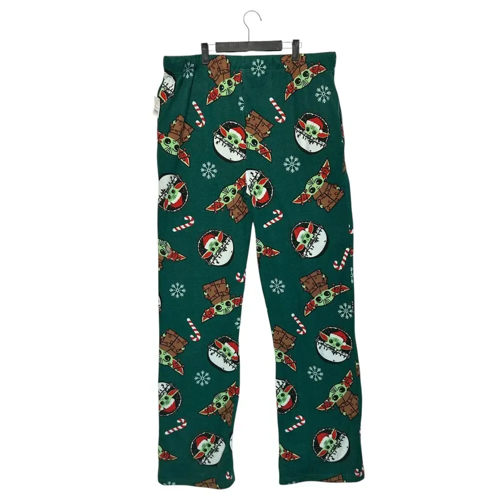 Star Wars Mandalorian Grogu Christmas Pajama Pants NWT Men's Sz XXL Green Cozy